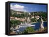 Elevated View of the Old Town and Harbour, Cavtat, Dubrovnik Riviera, Dalmatia, Croatia-Gavin Hellier-Framed Stretched Canvas