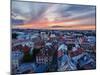 Elevated view of the Old Town at sunset, City of Lublin, Lublin Voivodeship, Poland, Europe-Karol Kozlowski-Mounted Photographic Print