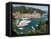 Elevated view of the Portofino, Liguria, Italy-null-Framed Stretched Canvas