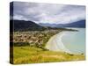 Elevated view of the Praia Barequecaba with Ilhabela Island in the background, State of Sao Paulo, -Karol Kozlowski-Stretched Canvas