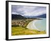 Elevated view of the Praia Barequecaba with Ilhabela Island in the background, State of Sao Paulo, -Karol Kozlowski-Framed Photographic Print