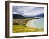 Elevated view of the Praia Barequecaba with Ilhabela Island in the background, State of Sao Paulo, -Karol Kozlowski-Framed Photographic Print