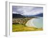 Elevated view of the Praia Barequecaba with Ilhabela Island in the background, State of Sao Paulo, -Karol Kozlowski-Framed Photographic Print