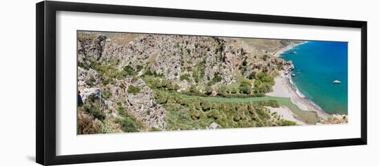 Elevated View of the Preveli Beach, Rethymno, Crete, Greece-null-Framed Photographic Print