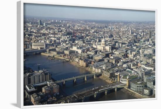 Elevated View of the River Thames and London Skyline Looking West, London, England, UK-Amanda Hall-Framed Photographic Print