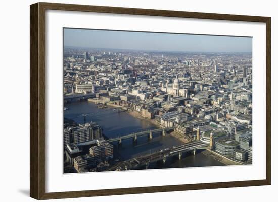 Elevated View of the River Thames and London Skyline Looking West, London, England, UK-Amanda Hall-Framed Photographic Print