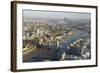 Elevated View of the River Thames Looking East Towards Canary Wharf with Tower Bridge-Amanda Hall-Framed Photographic Print