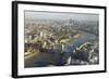 Elevated View of the River Thames Looking East Towards Canary Wharf with Tower Bridge-Amanda Hall-Framed Photographic Print