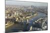 Elevated View of the River Thames Looking East Towards Canary Wharf with Tower Bridge-Amanda Hall-Mounted Photographic Print