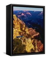 Elevated view of the rock formations in a canyon, Mather Point, South Rim, Grand Canyon National...-null-Framed Stretched Canvas