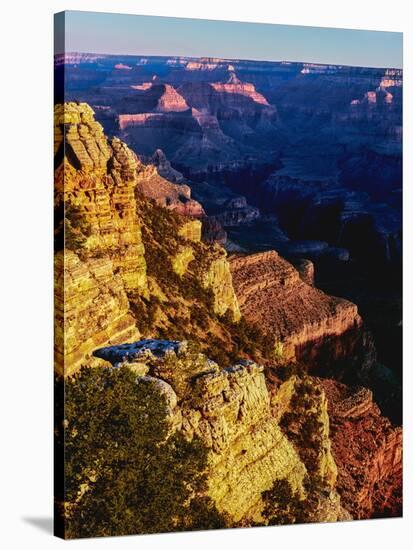 Elevated view of the rock formations in a canyon, Mather Point, South Rim, Grand Canyon National...-null-Stretched Canvas