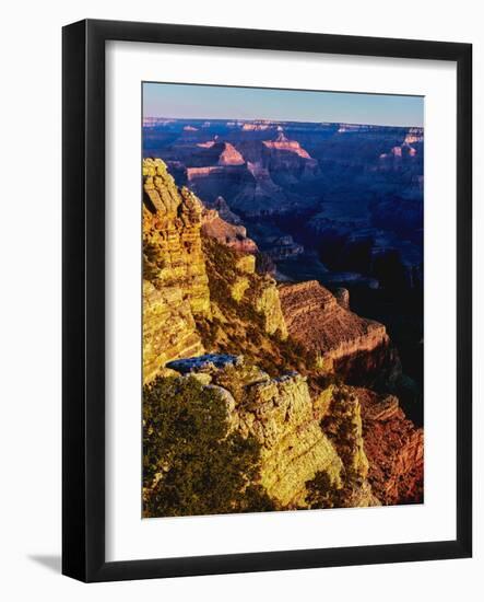 Elevated view of the rock formations in a canyon, Mather Point, South Rim, Grand Canyon National...-null-Framed Photographic Print