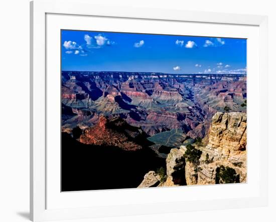 Elevated view of the rock formations in a canyon, South Rim, Grand Canyon National Park, Arizona...-null-Framed Photographic Print