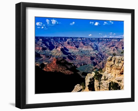 Elevated view of the rock formations in a canyon, South Rim, Grand Canyon National Park, Arizona...-null-Framed Photographic Print