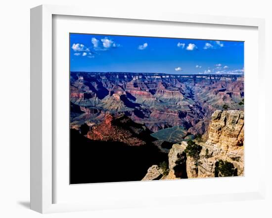 Elevated view of the rock formations in a canyon, South Rim, Grand Canyon National Park, Arizona...-null-Framed Photographic Print