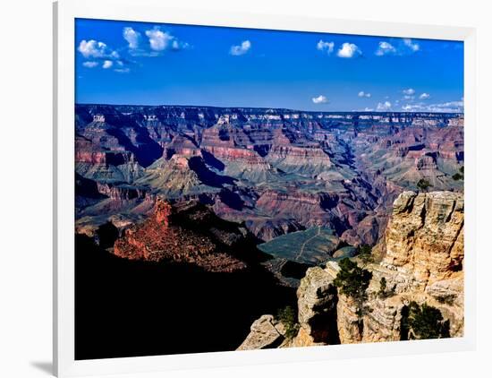 Elevated view of the rock formations in a canyon, South Rim, Grand Canyon National Park, Arizona...-null-Framed Photographic Print