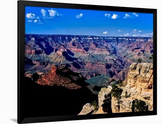 Elevated view of the rock formations in a canyon, South Rim, Grand Canyon National Park, Arizona...-null-Framed Photographic Print