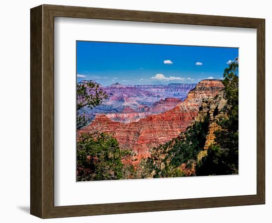 Elevated view of the rock formations in a canyon, Yavapai Point, South Rim, Grand Canyon Nationa...-null-Framed Photographic Print