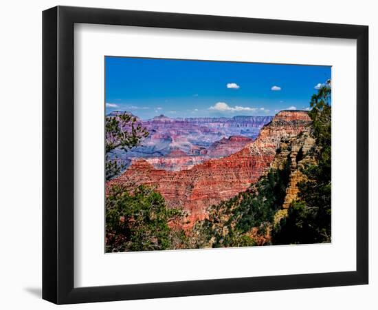 Elevated view of the rock formations in a canyon, Yavapai Point, South Rim, Grand Canyon Nationa...-null-Framed Photographic Print