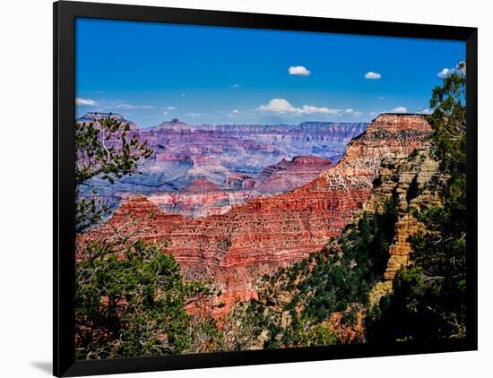 Elevated view of the rock formations in a canyon, Yavapai Point, South Rim, Grand Canyon Nationa...-null-Framed Photographic Print