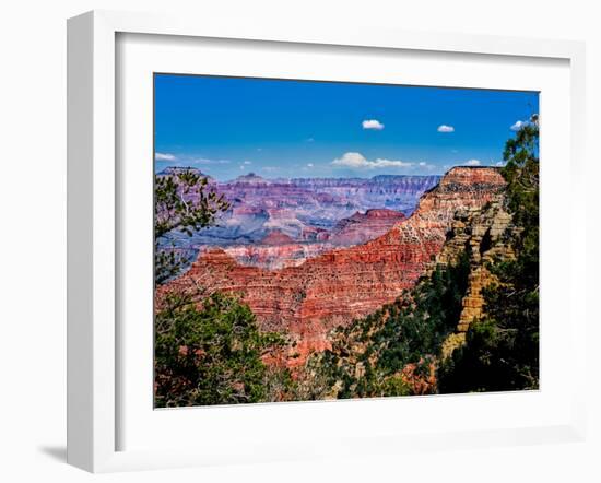 Elevated view of the rock formations in a canyon, Yavapai Point, South Rim, Grand Canyon Nationa...-null-Framed Photographic Print