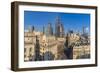 Elevated view of the Royal Exchange with The City of London in the background, London, England-Frank Fell-Framed Photographic Print