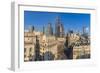 Elevated view of the Royal Exchange with The City of London in the background, London, England-Frank Fell-Framed Photographic Print