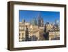 Elevated view of the Royal Exchange with The City of London in the background, London, England-Frank Fell-Framed Premium Photographic Print