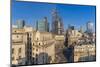 Elevated view of the Royal Exchange with The City of London in the background, London, England-Frank Fell-Mounted Premium Photographic Print