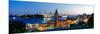 Elevated View of the St. Pauli Piers and Port of Hamburg, Elbe River, Hamburg, Germany-null-Mounted Photographic Print