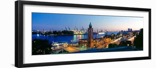 Elevated View of the St. Pauli Piers and Port of Hamburg, Elbe River, Hamburg, Germany-null-Framed Photographic Print