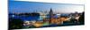 Elevated View of the St. Pauli Piers and Port of Hamburg, Elbe River, Hamburg, Germany-null-Mounted Photographic Print