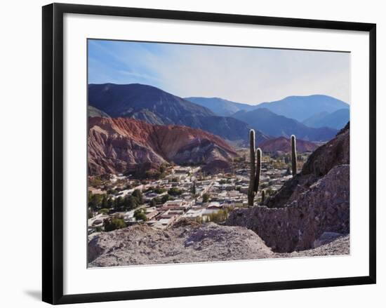 Elevated view of the town and the Hill of Seven Colours (Cerro de los Siete Colores), Purmamarca, J-Karol Kozlowski-Framed Photographic Print