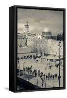 Elevated view of the Western Wall Plaza, Jewish Quarter, Old City, Jerusalem, Israel-null-Framed Stretched Canvas