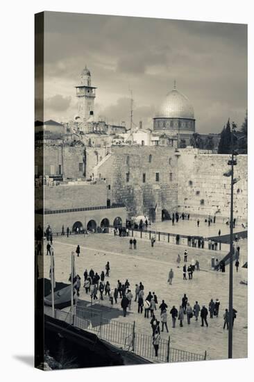 Elevated view of the Western Wall Plaza, Jewish Quarter, Old City, Jerusalem, Israel-null-Stretched Canvas