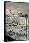 Elevated view of the Western Wall Plaza, Jewish Quarter, Old City, Jerusalem, Israel-null-Framed Stretched Canvas