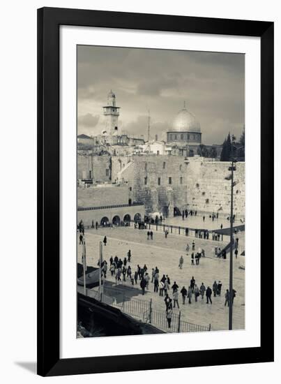 Elevated view of the Western Wall Plaza, Jewish Quarter, Old City, Jerusalem, Israel-null-Framed Photographic Print