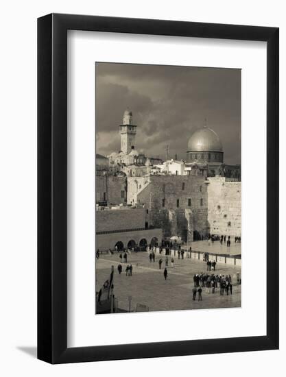 Elevated view of the Western Wall Plaza, Jewish Quarter, Old City, Jerusalem, Israel-null-Framed Photographic Print