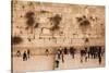 Elevated view of the Western Wall Plaza with people praying at the wailing wall, Jewish Quarter...-null-Stretched Canvas