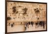 Elevated view of the Western Wall Plaza with people praying at the wailing wall, Jewish Quarter...-null-Framed Photographic Print