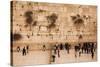 Elevated view of the Western Wall Plaza with people praying at the wailing wall, Jewish Quarter...-null-Stretched Canvas