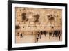 Elevated view of the Western Wall Plaza with people praying at the wailing wall, Jewish Quarter...-null-Framed Photographic Print