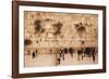 Elevated view of the Western Wall Plaza with people praying at the wailing wall, Jewish Quarter...-null-Framed Photographic Print