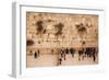 Elevated view of the Western Wall Plaza with people praying at the wailing wall, Jewish Quarter...-null-Framed Photographic Print