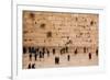 Elevated view of the Western Wall Plaza with people praying at the wailing wall, Jewish Quarter...-null-Framed Photographic Print