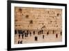 Elevated view of the Western Wall Plaza with people praying at the wailing wall, Jewish Quarter...-null-Framed Photographic Print