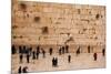 Elevated view of the Western Wall Plaza with people praying at the wailing wall, Jewish Quarter...-null-Mounted Photographic Print