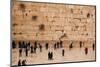 Elevated view of the Western Wall Plaza with people praying at the wailing wall, Jewish Quarter...-null-Mounted Photographic Print