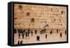 Elevated view of the Western Wall Plaza with people praying at the wailing wall, Jewish Quarter...-null-Framed Stretched Canvas