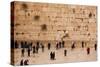 Elevated view of the Western Wall Plaza with people praying at the wailing wall, Jewish Quarter...-null-Stretched Canvas